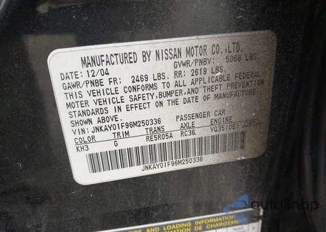 2006 Infiniti M35X из США, поврежденный, VIN JNKAY01F96M250336